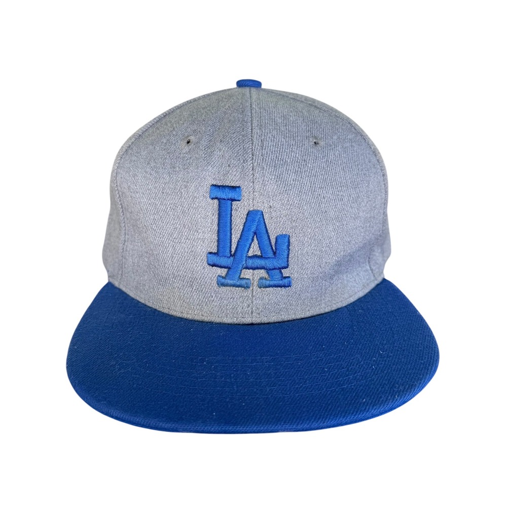 Los Angeles Dodgers Snapback Hat Grey Blue LA Logo Flat Brim Baseball Cap‎ Mens